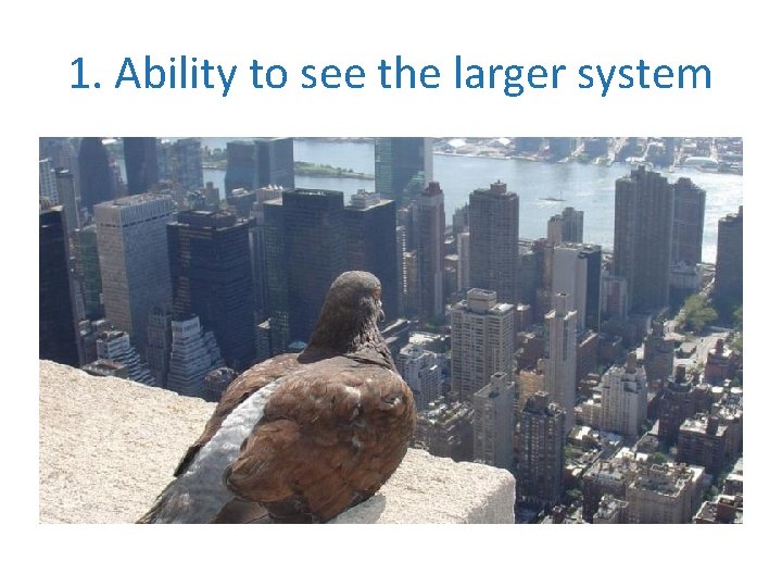 1. Ability to see the larger system 10 