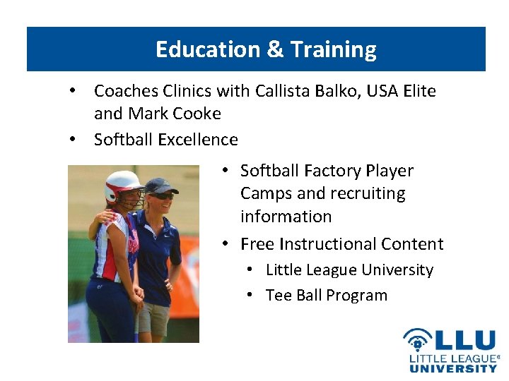 Education & Training • Coaches Clinics with Callista Balko, USA Elite and Mark Cooke