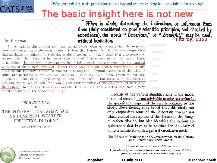 ? What year did climate prediction move beyond understanding to quantitative forecasting? The basic
