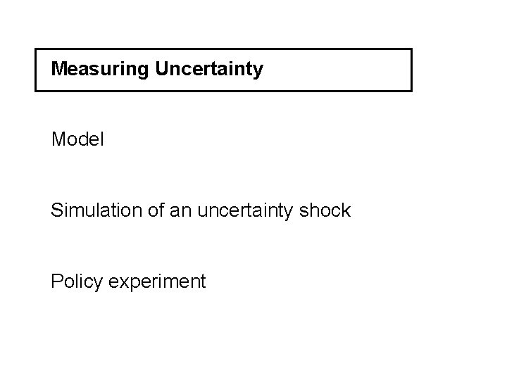 Measuring Uncertainty Model Simulation of an uncertainty shock Policy experiment 