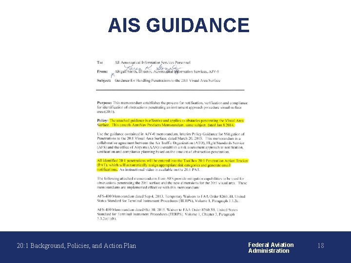 AIS GUIDANCE 20: 1 Background, Policies, and Action Plan Federal Aviation Administration 18 