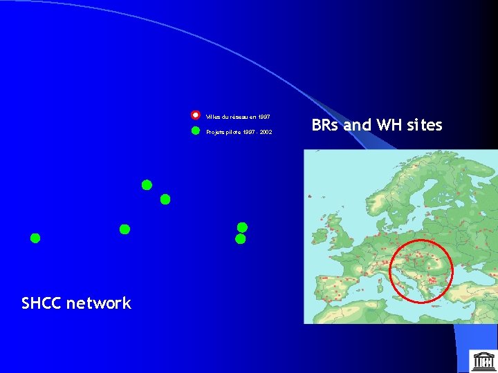 Villes du réseau en 1997 Projets pilote 1997 - 2002 SHCC network BRs and