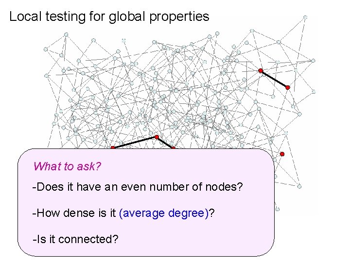 Local testing for global properties What to ask? -Does it have an even number