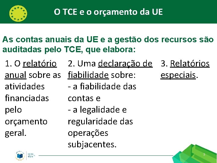 O TCE e o orçamento da UE As contas anuais da UE e a