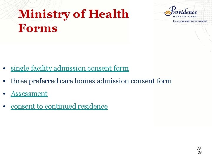 Ministry of Health Forms • single facility admission consent form • three preferred care