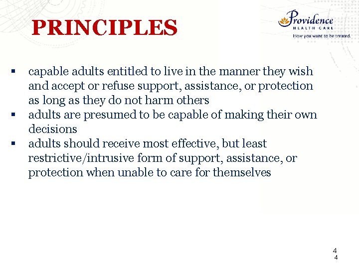 PRINCIPLES § § § capable adults entitled to live in the manner they wish