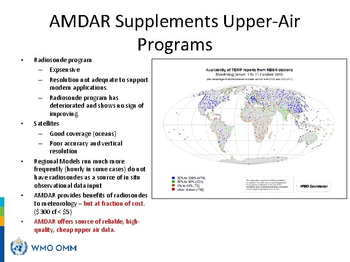 AMDAR Supplements Upper-Air Programs • • • Radiosonde program – Expsensive – Resolution not