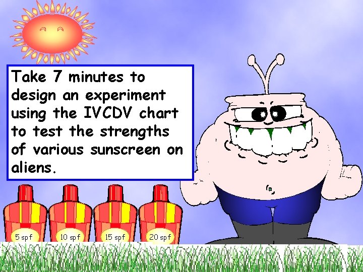 Take 7 minutes to design an experiment using the IVCDV chart to test the