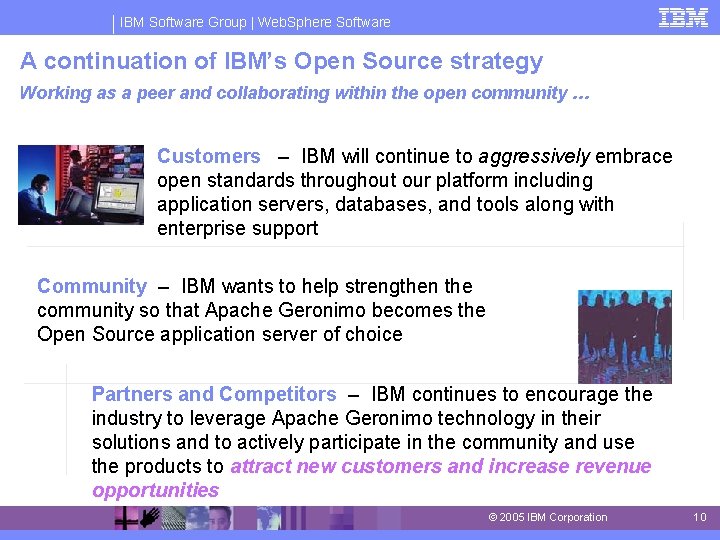 IBM Software Group | Web. Sphere Software A continuation of IBM’s Open Source strategy IBM Software Group | Web. Sphere Software A continuation of IBM’s Open Source strategy