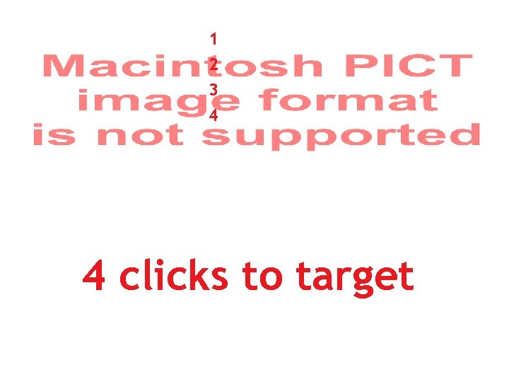 1 2 3 4 4 clicks to target 