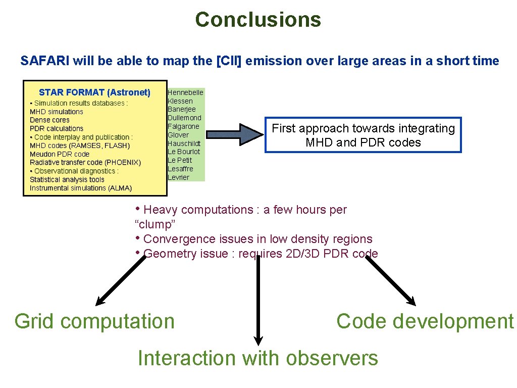 Conclusions SAFARI will be able to map the [CII] emission over large areas in