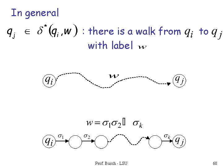 In general : there is a walk from with label Prof. Busch - LSU In general : there is a walk from with label Prof. Busch - LSU