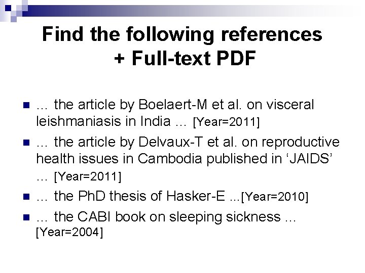 Find the following references + Full-text PDF n n … the article by Boelaert-M