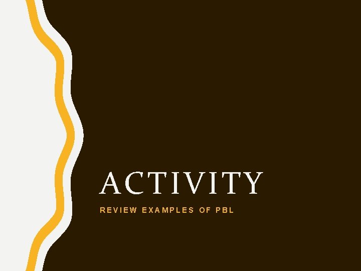 ACTIVITY REVIEW EXAMPLES OF PBL 