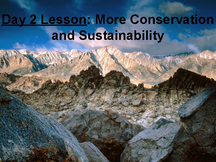 Day 2 Lesson: More Conservation and Sustainability 