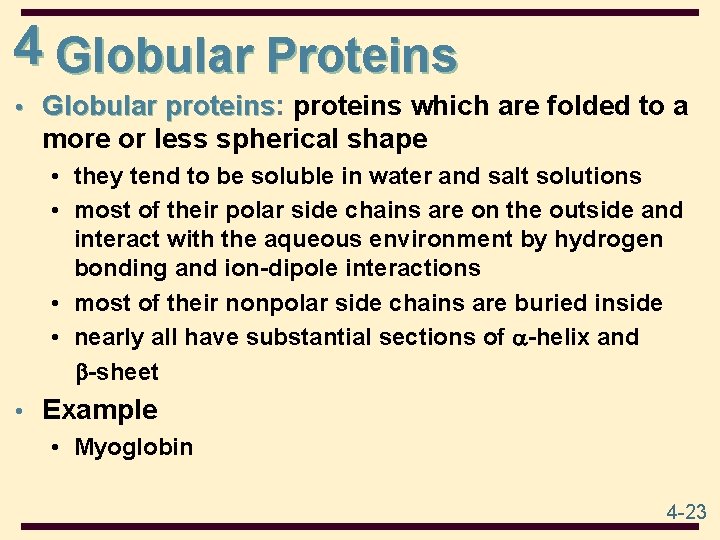 4 Globular Proteins • Globular proteins: proteins which are folded to a Globular proteins