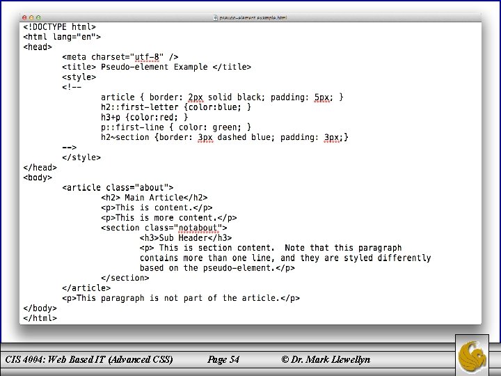 CIS 4004: Web Based IT (Advanced CSS) Page 54 © Dr. Mark Llewellyn 
