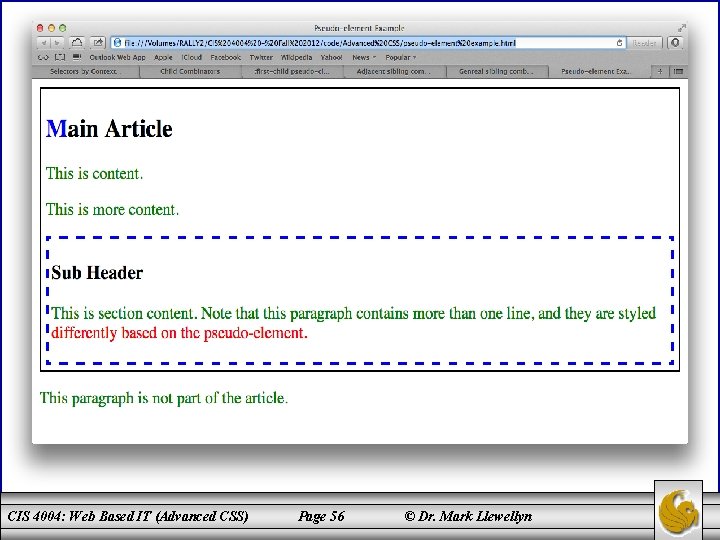 CIS 4004: Web Based IT (Advanced CSS) Page 56 © Dr. Mark Llewellyn 