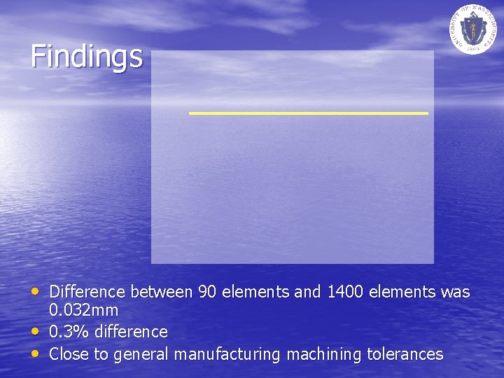Findings • Difference between 90 elements and 1400 elements was • • 0. 032