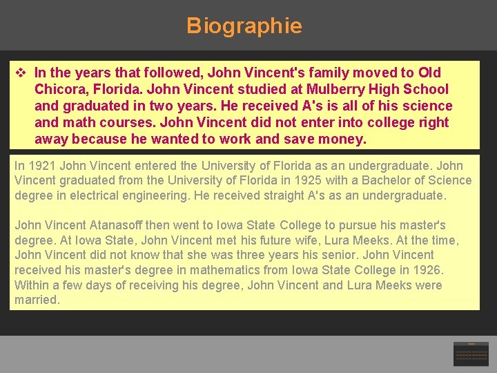 Biographie v In the years that followed, John Vincent's family moved to Old Chicora,
