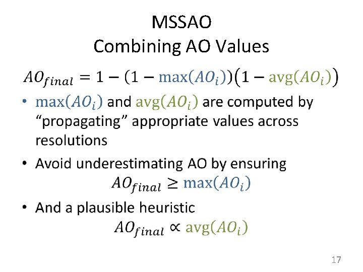 MSSAO Combining AO Values • 17 