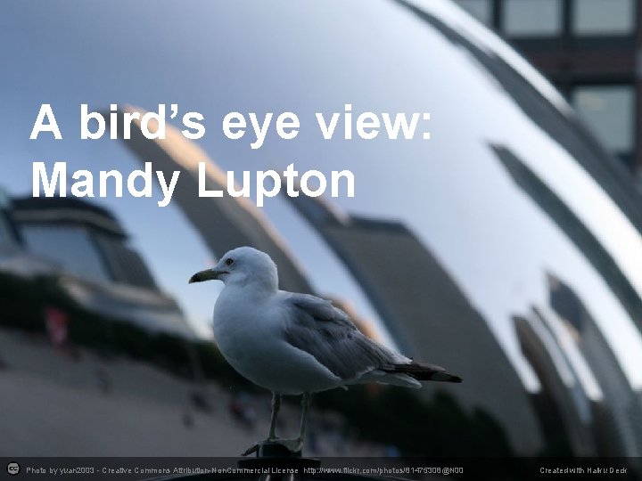 A bird’s eye view: Mandy Lupton Photo by yuan 2003 - Creative Commons Attribution-Non.