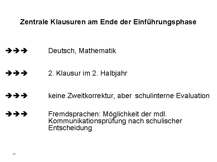 Zentrale Klausuren am Ende der Einführungsphase Deutsch, Mathematik 2. Klausur im 2. Halbjahr keine Zentrale Klausuren am Ende der Einführungsphase Deutsch, Mathematik 2. Klausur im 2. Halbjahr keine