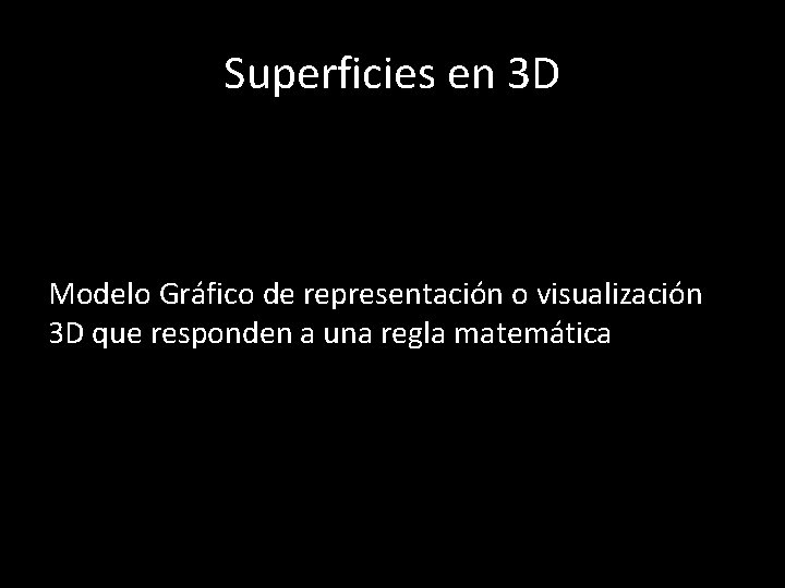 Superficies en 3 D Modelo Gráfico de representación o visualización 3 D que responden