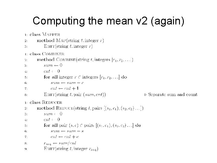 Computing the mean v 2 (again) 