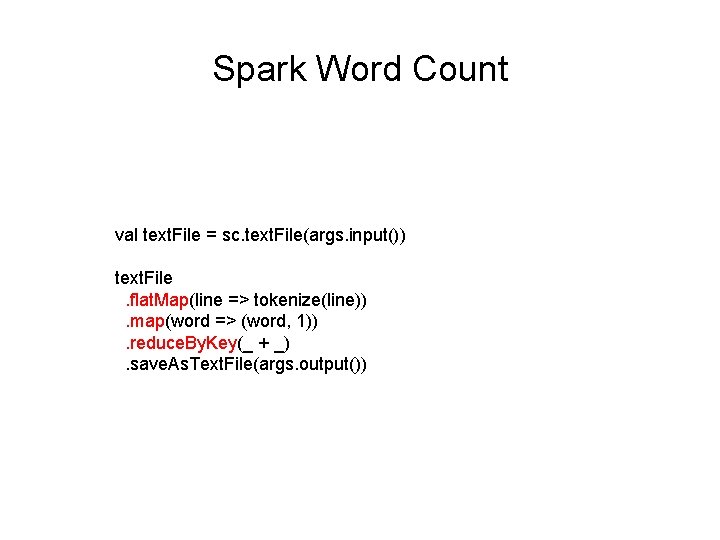 Spark Word Count val text. File = sc. text. File(args. input()) text. File. flat.