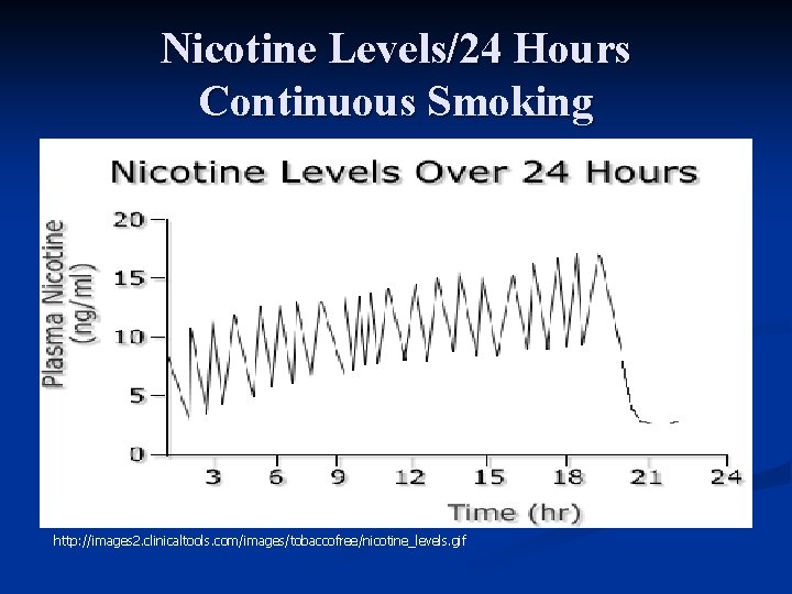Nicotine Levels/24 Hours Continuous Smoking http: //images 2. clinicaltools. com/images/tobaccofree/nicotine_levels. gif 