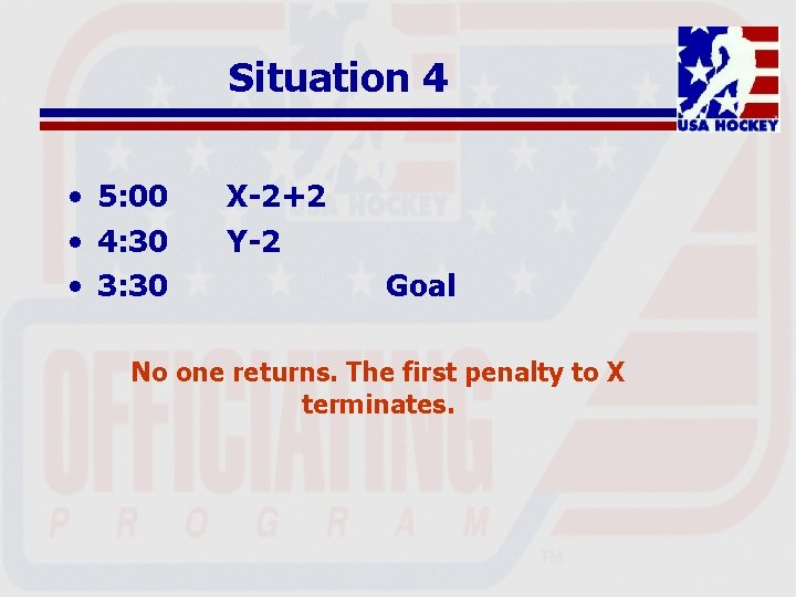 Situation 4 • 5: 00 • 4: 30 • 3: 30 X-2+2 Y-2 Goal