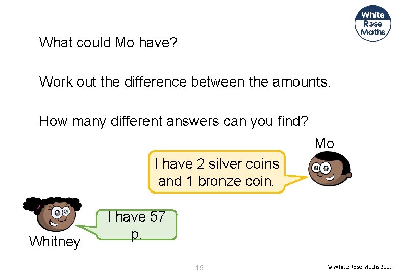 What could Mo have? Work out the difference between the amounts. How many different