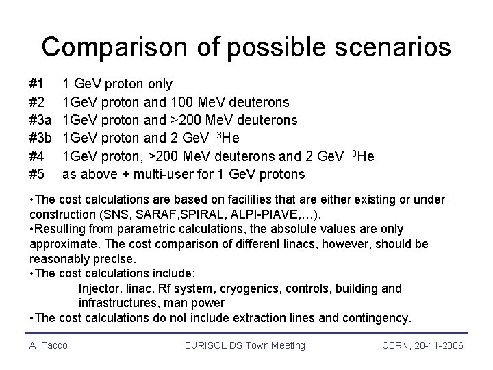 Comparison of possible scenarios #1 #2 #3 a #3 b #4 #5 1 Ge.