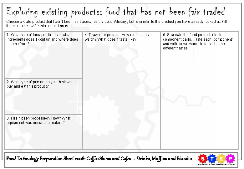 Choose a Café product that hasn’t been fair traded/healthy option/dietary, but is similar to