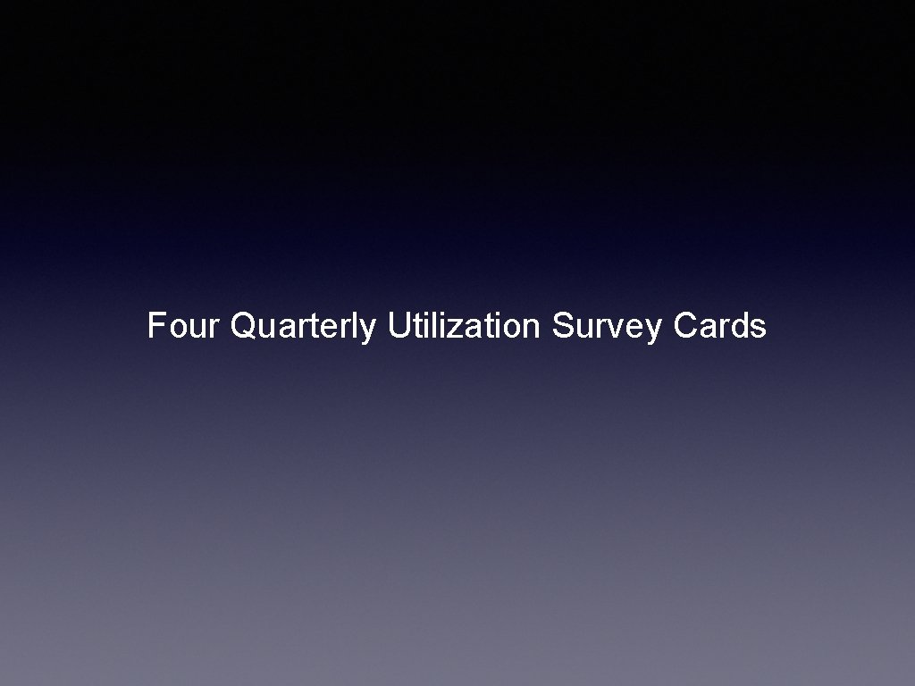 Four Quarterly Utilization Survey Cards 