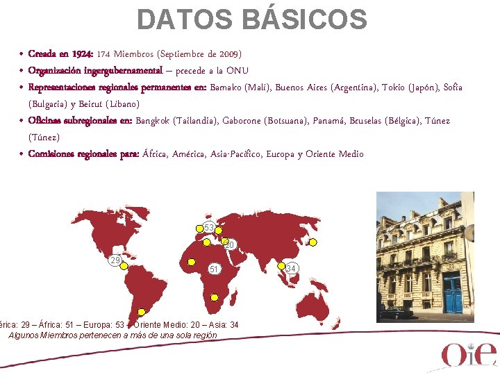 DATOS BÁSICOS • Creada en 1924: 174 Miembros (Septiembre de 2009) • Organización ingergubernamental