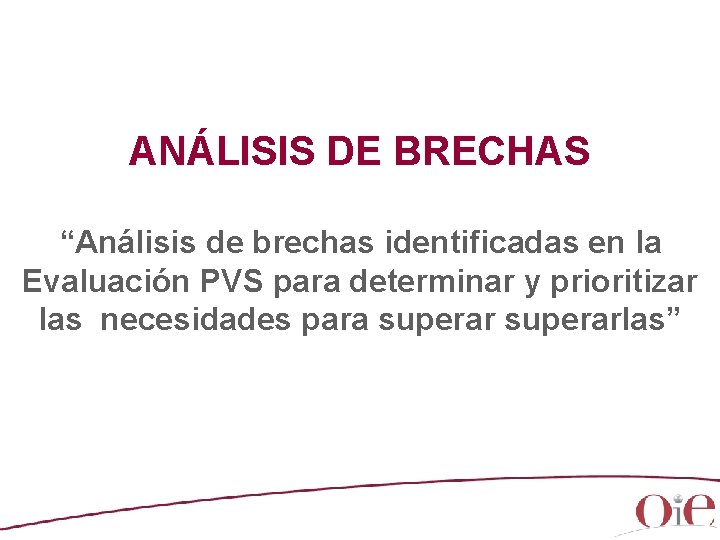ANÁLISIS DE BRECHAS “Análisis de brechas identificadas en la Evaluación PVS para determinar y