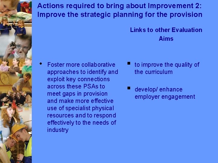 Actions required to bring about Improvement 2: Improve the strategic planning for the provision Actions required to bring about Improvement 2: Improve the strategic planning for the provision