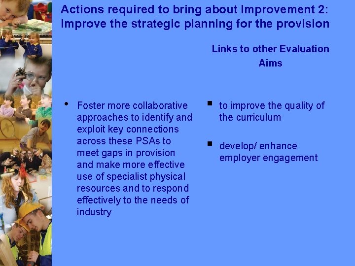 Actions required to bring about Improvement 2: Improve the strategic planning for the provision