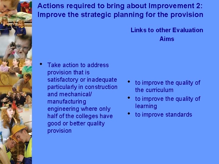 Actions required to bring about Improvement 2: Improve the strategic planning for the provision Actions required to bring about Improvement 2: Improve the strategic planning for the provision