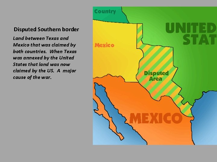 Disputed Southern border Land between Texas and Mexico that was claimed by both countries.