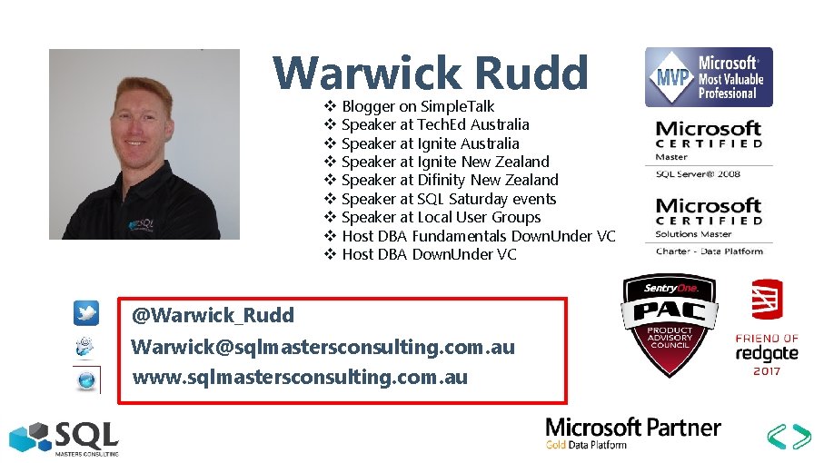 Warwick Rudd v v v v v Blogger on Simple. Talk Speaker at Tech.