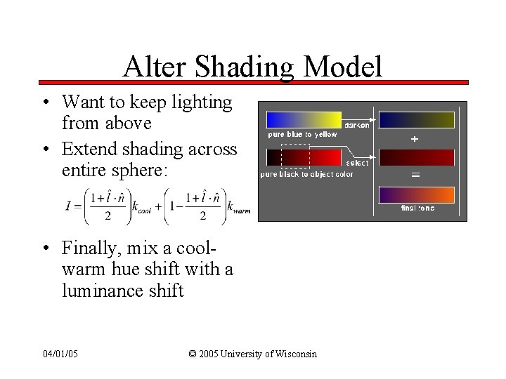 Alter Shading Model • Want to keep lighting from above • Extend shading across