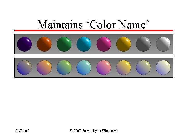 Maintains ‘Color Name’ 04/01/05 © 2005 University of Wisconsin 