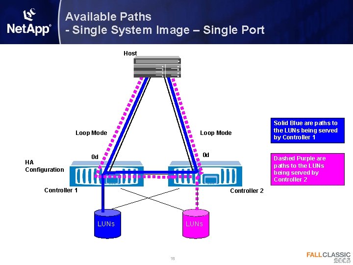 Available Paths - Single System Image – Single Port Host Loop Mode HA Configuration