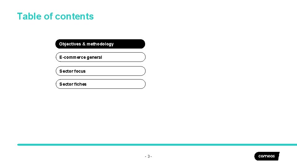 Table of contents Objectives & methodology E-commerce general Sector focus Sector fiches -3 -