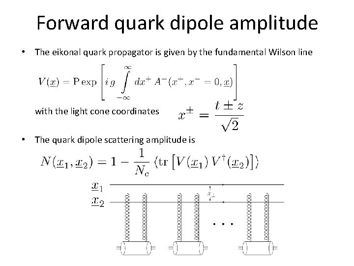 Forward quark dipole amplitude • The eikonal quark propagator is given by the fundamental