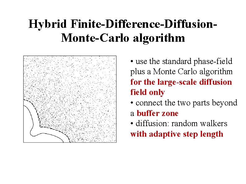 Hybrid Finite-Difference-Diffusion. Monte-Carlo algorithm • use the standard phase-field plus a Monte Carlo algorithm