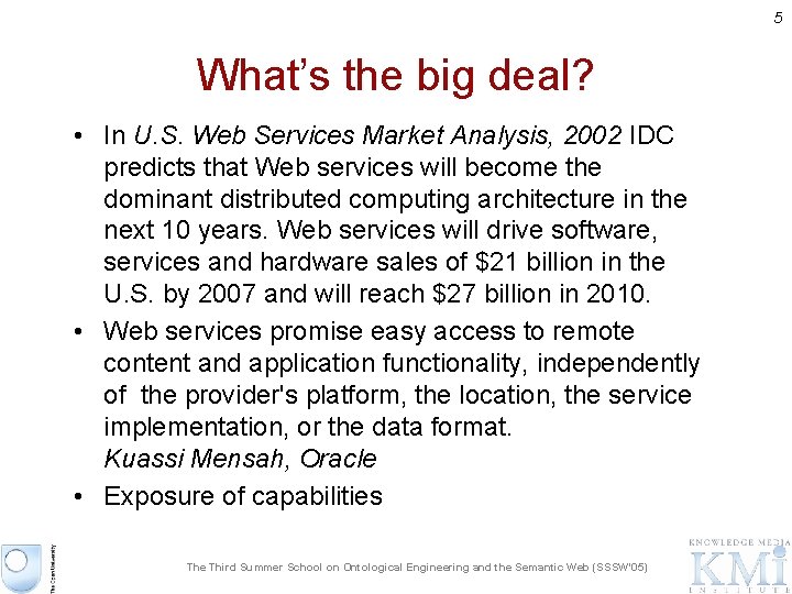 5 What’s the big deal? • In U. S. Web Services Market Analysis, 2002